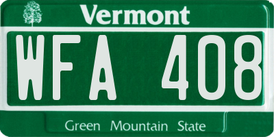 VT license plate WFA408