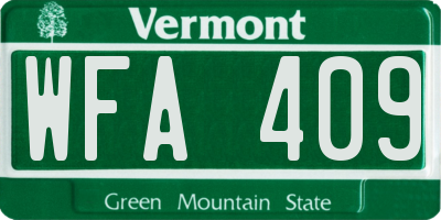 VT license plate WFA409