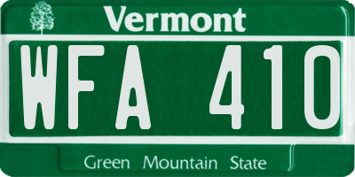 VT license plate WFA410