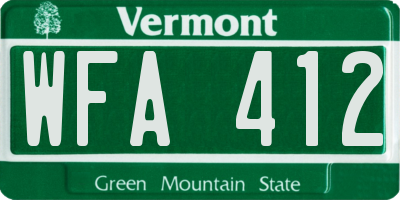 VT license plate WFA412