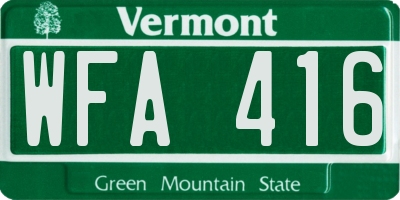 VT license plate WFA416