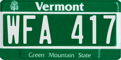 VT license plate WFA417