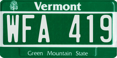 VT license plate WFA419