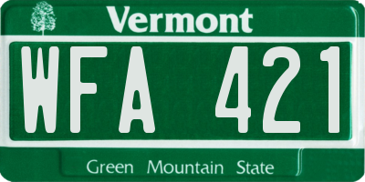 VT license plate WFA421