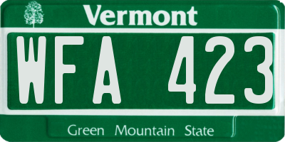 VT license plate WFA423