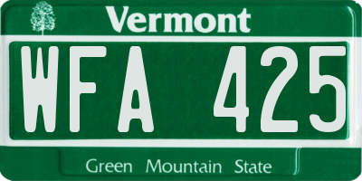 VT license plate WFA425