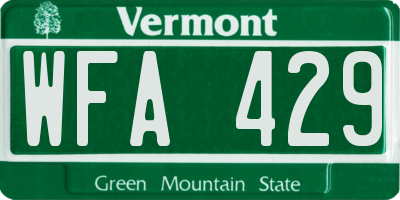 VT license plate WFA429