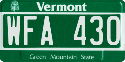 VT license plate WFA430
