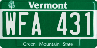 VT license plate WFA431