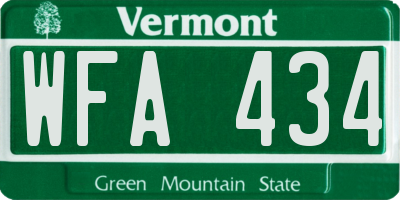 VT license plate WFA434