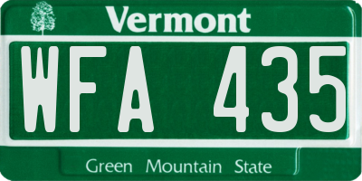 VT license plate WFA435