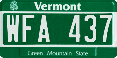 VT license plate WFA437