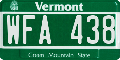 VT license plate WFA438