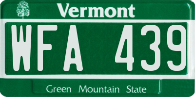 VT license plate WFA439