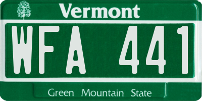 VT license plate WFA441