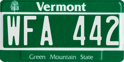 VT license plate WFA442