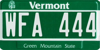 VT license plate WFA444