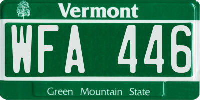 VT license plate WFA446