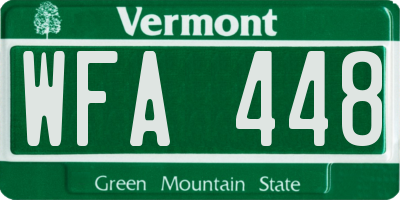VT license plate WFA448