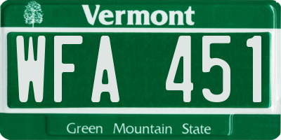 VT license plate WFA451