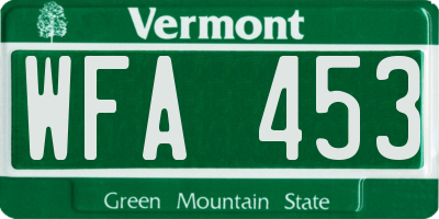 VT license plate WFA453