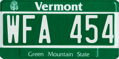 VT license plate WFA454