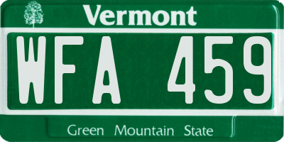 VT license plate WFA459