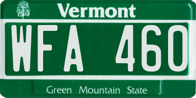 VT license plate WFA460