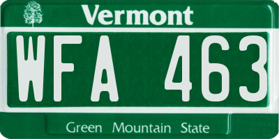 VT license plate WFA463
