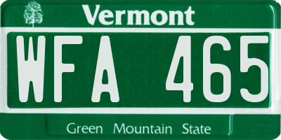 VT license plate WFA465