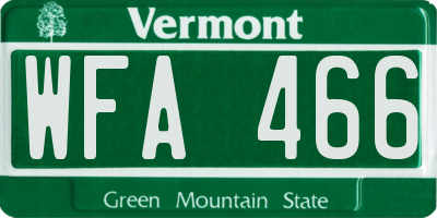 VT license plate WFA466