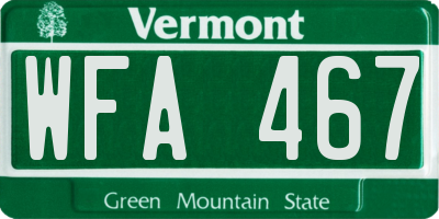 VT license plate WFA467