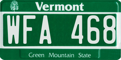 VT license plate WFA468