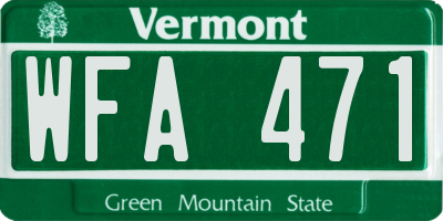 VT license plate WFA471