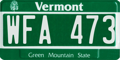 VT license plate WFA473