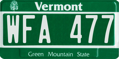 VT license plate WFA477