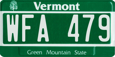 VT license plate WFA479