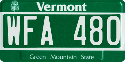 VT license plate WFA480