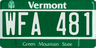 VT license plate WFA481