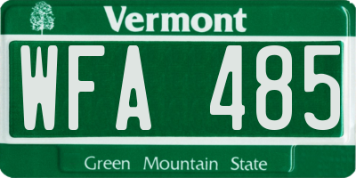 VT license plate WFA485