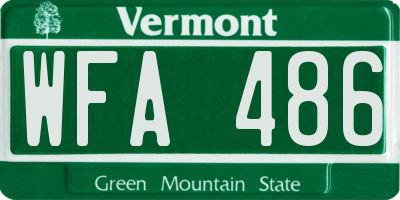 VT license plate WFA486