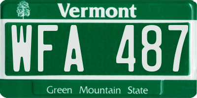 VT license plate WFA487
