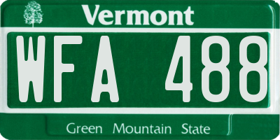 VT license plate WFA488