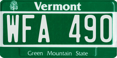 VT license plate WFA490