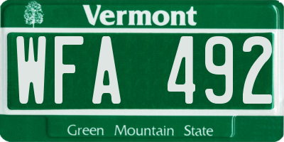 VT license plate WFA492