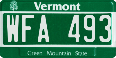 VT license plate WFA493