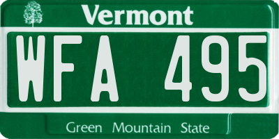 VT license plate WFA495