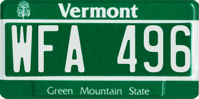 VT license plate WFA496