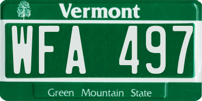 VT license plate WFA497
