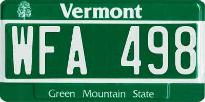 VT license plate WFA498